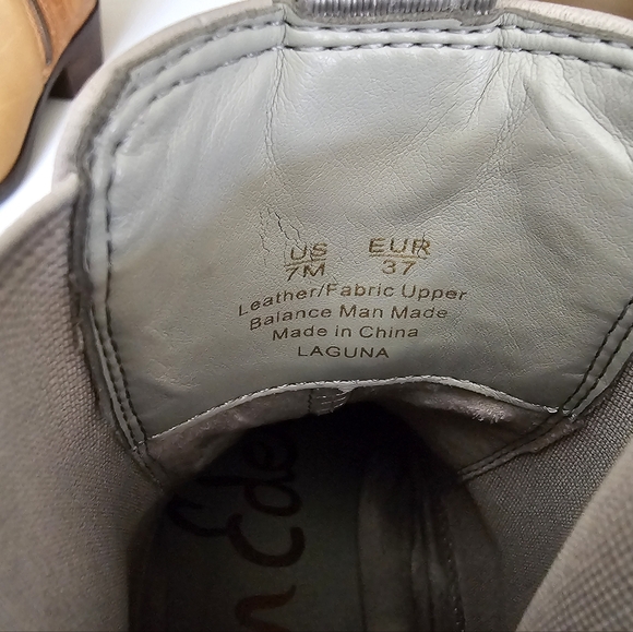 Sam Edelman Laguna Pebble Grey Leather Chelsea Moto Pull On Boots Sz 7 - Picture 9 of 10